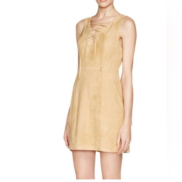 Guess Dresses & Skirts - GUESS Sabine Faux Suede Lace Up Mini Dress - Tan/Camel
